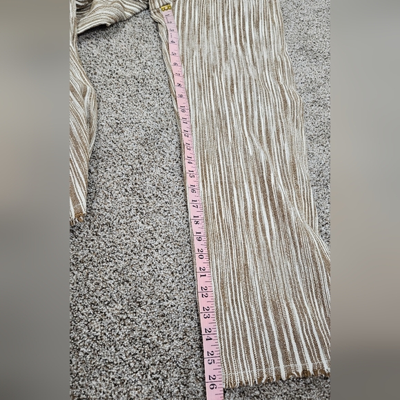 Free People Marta Yarn Dye Trousers White Tan Size 2 100% Cotton - Picture 7 of 13